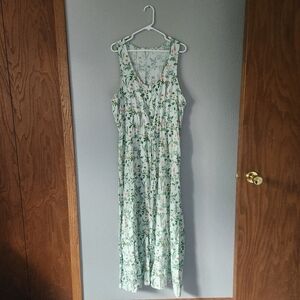 Lucky Brand Green and White Floral Maxi Dress